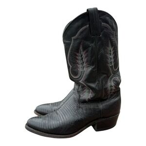 VTG Abilene lizard skin Black Leather Cowboy Boots 6831 Men's Size 8 EE Made USA